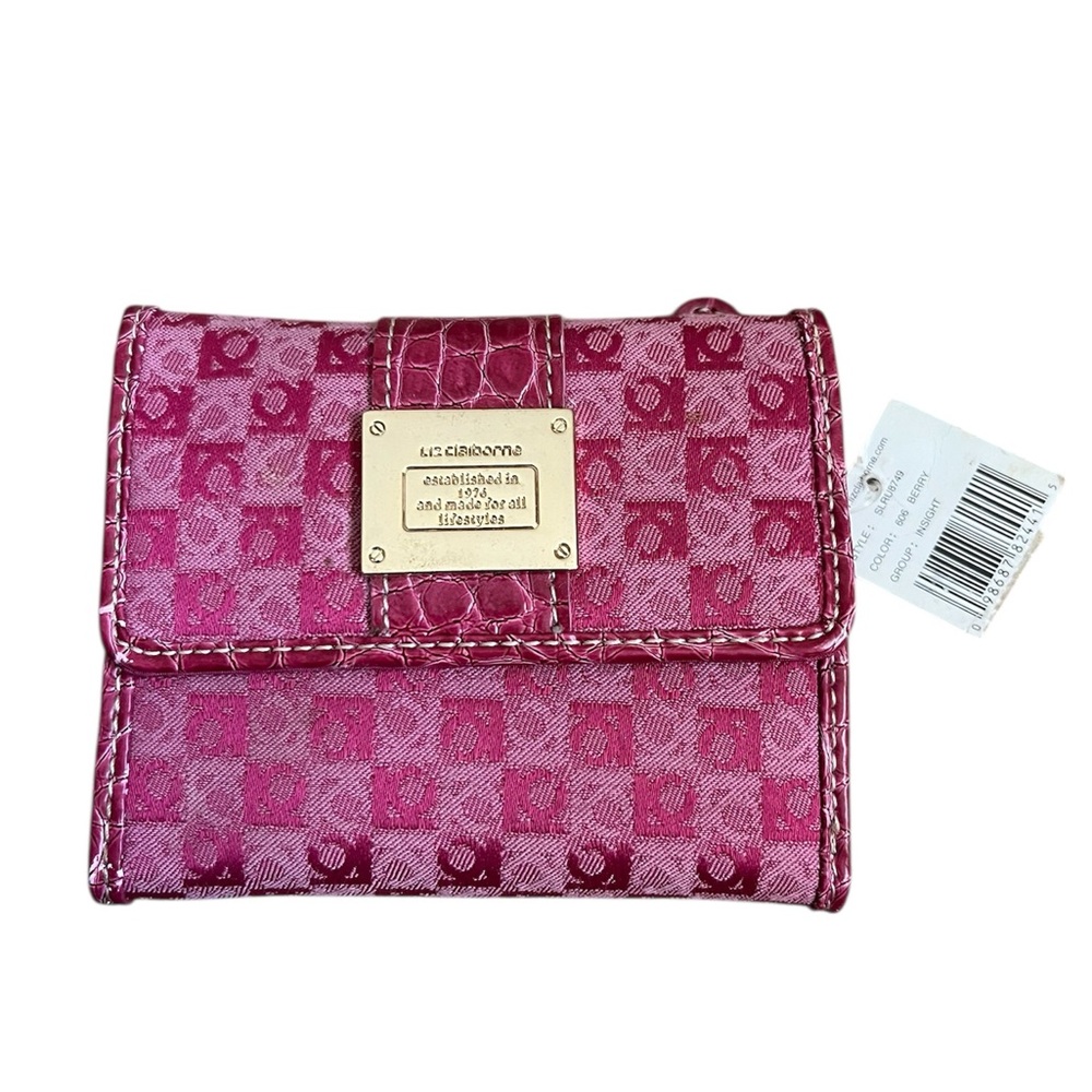 Liz Claiborne Pink Logo Women's Wallet 4.5x4 Trifold NWT